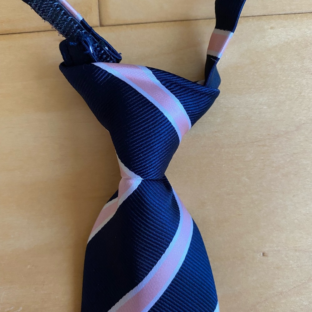 Gymboree Navy and Pink Striped Tie with Velcro Closure - Picture 5 of 7